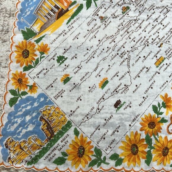 Kansas Souvenir Handkerchief with Sunflower Design - Picture 3 of 5